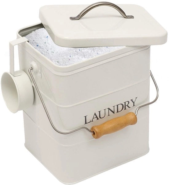 Contenitore di Polvere per Stoccaggio con Coperchio e Lame, Contenitore di Polvere per Stoccaggio in Metallo, Bianco