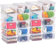 20-dellige scatole di plastica trasparente con coperchio - Stabile - 5L - Per camera da letto, stanza dei giochi, cucina - 19,1 x 32,7 x 11,4 cm