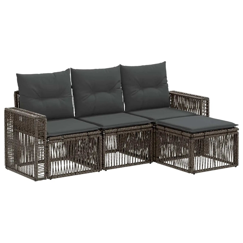 Set Divano da Giardino 4 pcs Grigio e Grigio Scuro polyrattan 3435104