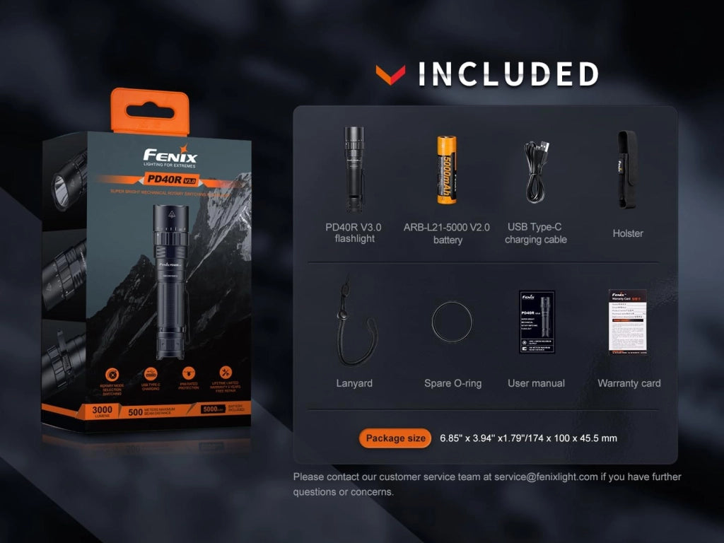 TORCIA FENIX PD40R V3.0 3000 lumen 500 metri