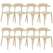 Set di 8 sedie in plastica beige resistente moderne per interno ed esterno stile moderno contemporaneo