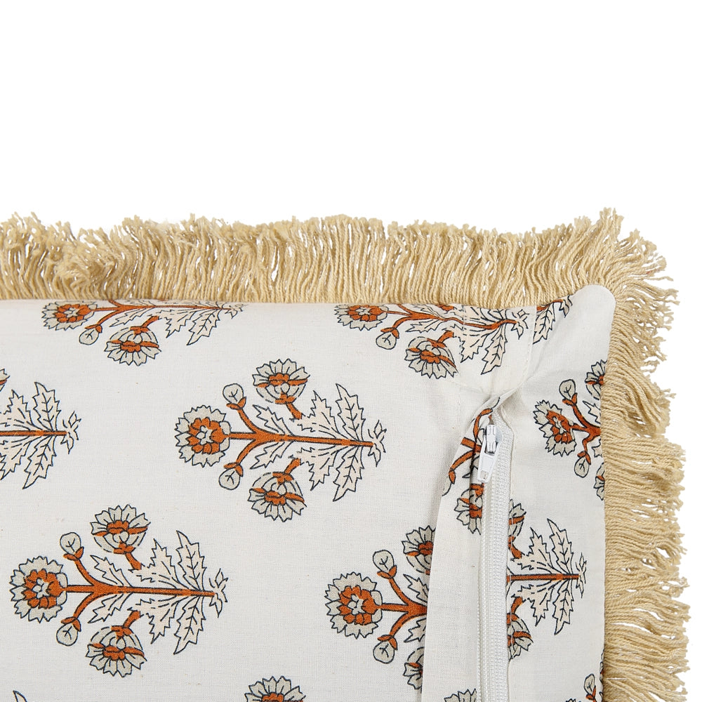 Set di 2 cuscini decorativi cotone motivo floreale 45 x 45 cm nappe decorative rivestimento sfoderabile accessori decorativi