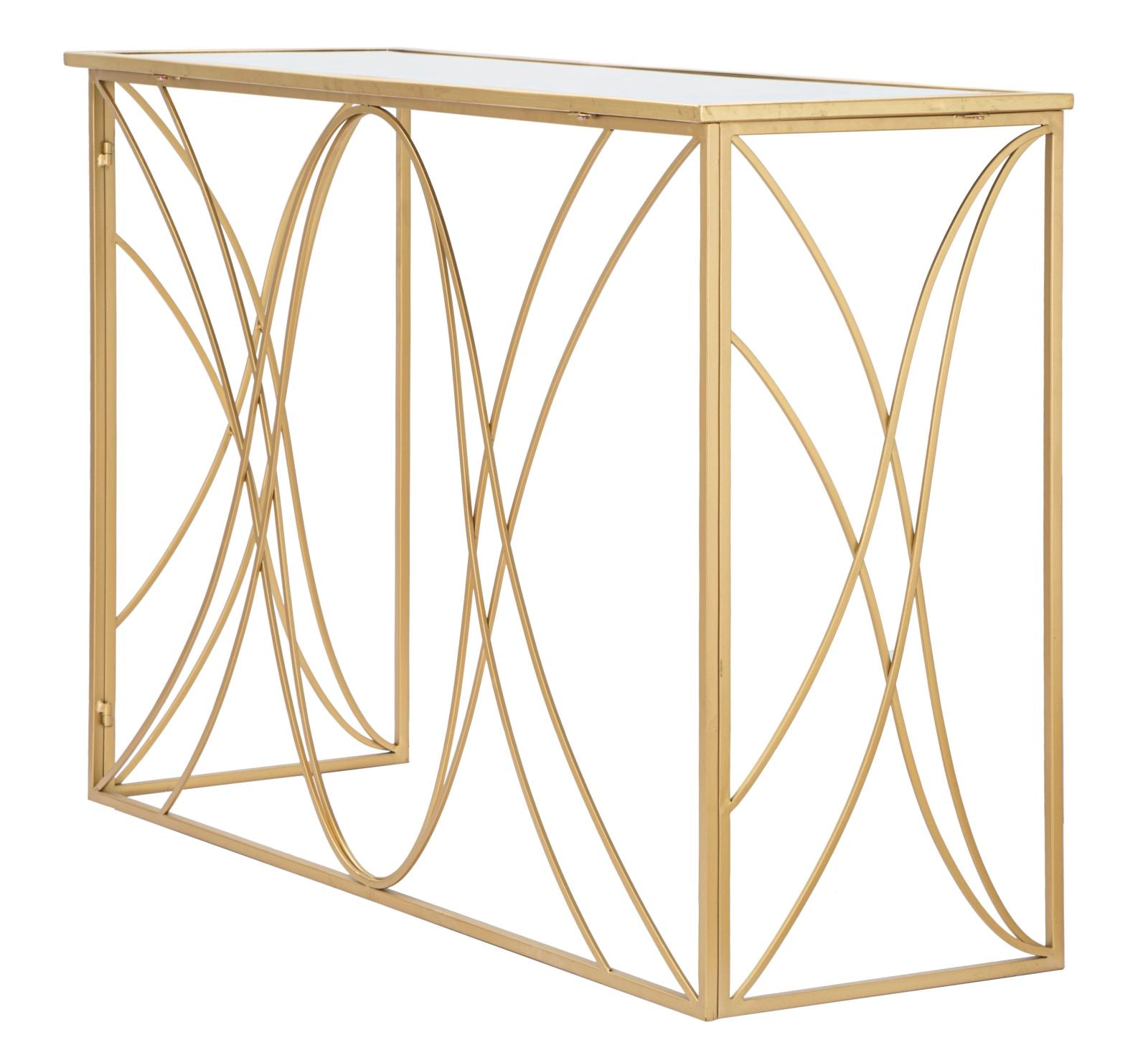 Console Exy 120x40x80 cm in Ferro e Specchio Oro e Argento