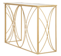 Console Exy 120x40x80 cm in Ferro e Specchio Oro e Argento