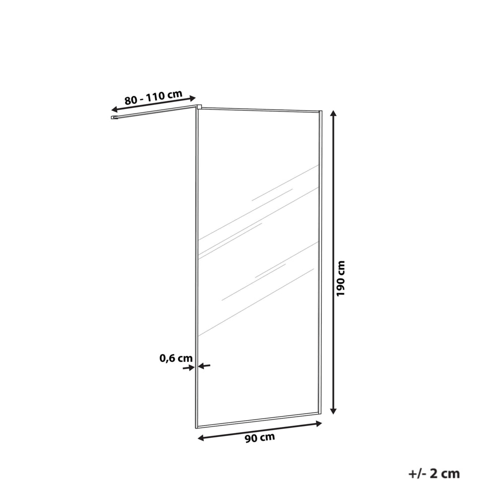 Schermo per doccia Vetro temperato Nero Cornice in acciaio inossidabile Bagno per ambienti umidi Box senza porta 90 x 190 cm