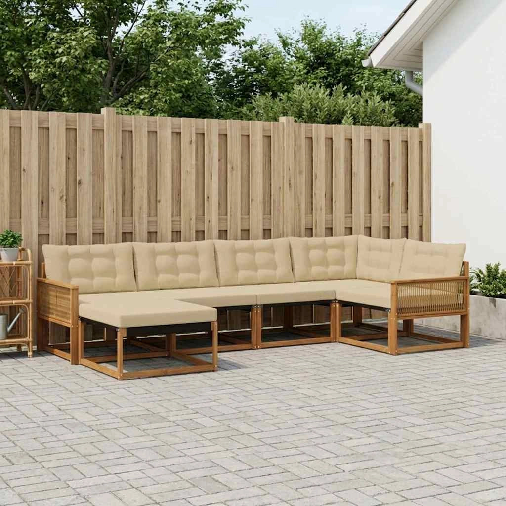 Set di divani da esterno 6 pz Naturale e Beige 3381541