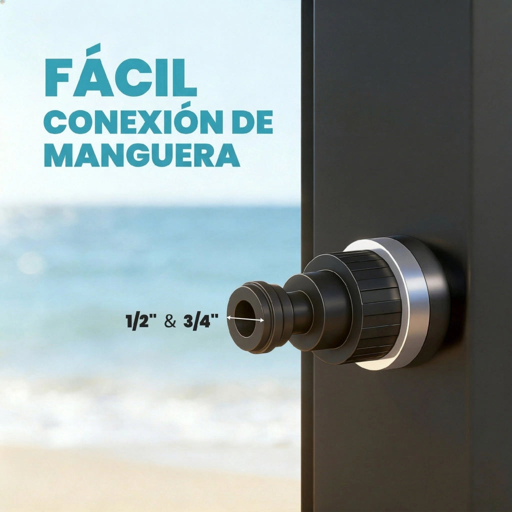 Ducha Solar 60L con Cabezal de Mano ¨C zephmum ¨C Nero