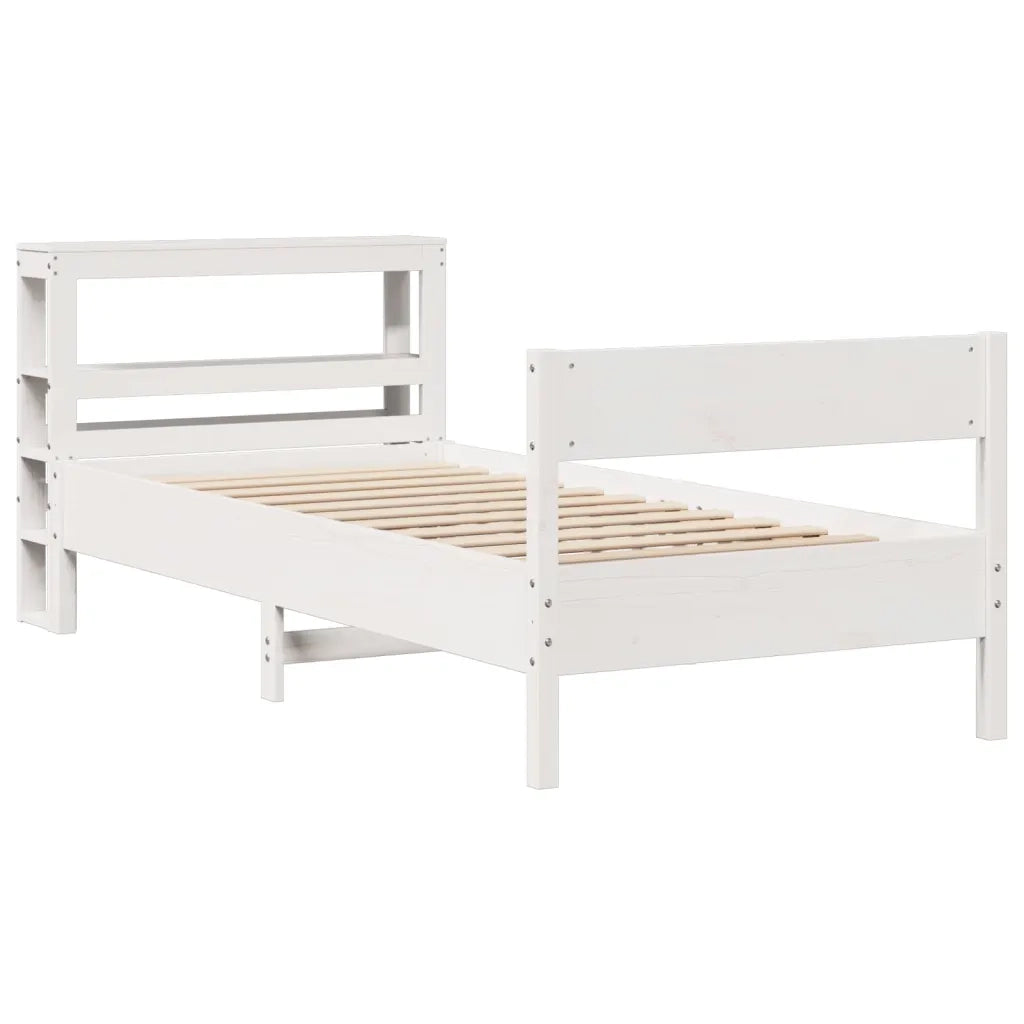 Letto senza Materasso-Struttura Letto Bianco 75x190 in Legno Massello di Pino 998698