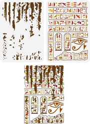 Due Stencil per Dipinti con Geroglifici Egiziani 21x29.7cm Disegno Reutilizzabile Tema Occhio di Horus per Decorazione con Tessuto o Parete in Legno