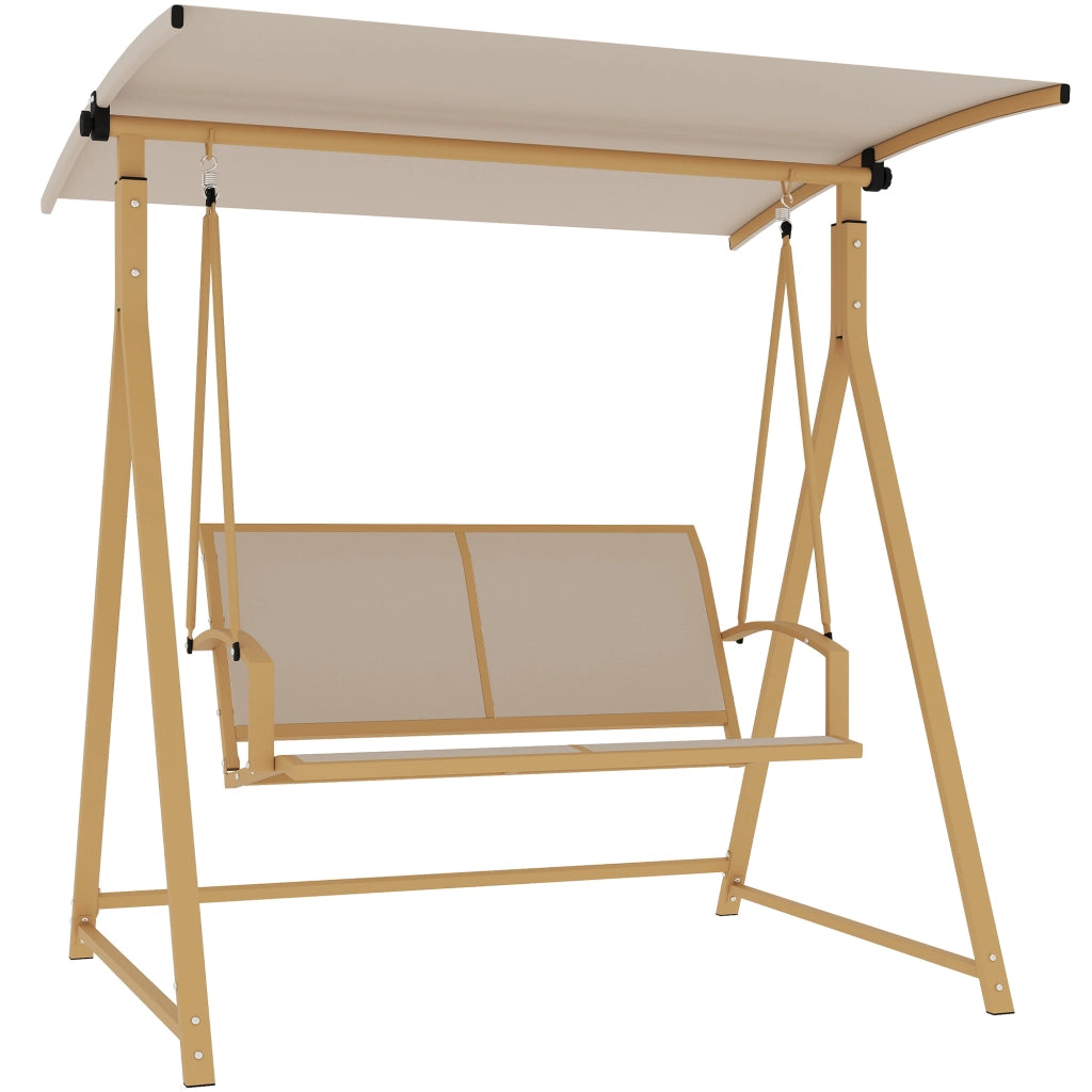 Altalena da Giardino 2 Posti con Tenda ¨C zephmum ¨C Caqui 160x112x162 cm