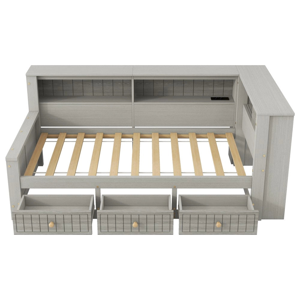 Letto Contenitore in Legno con Cassetti ¨C MINIMAL ¨C Grigio 90x200