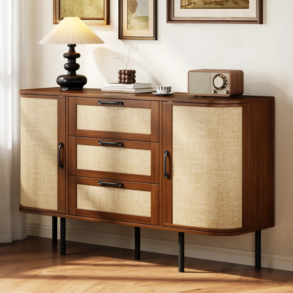 Credenza 120.0x40.0x82.0 cm con 2 ante e 3 cassetti in MDF noce