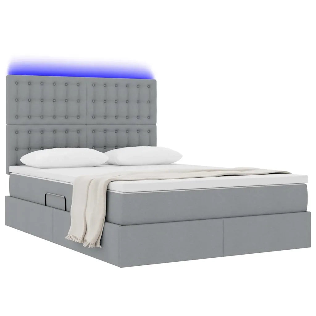 Letto con contenitore LED e materasso Grigio Chiaro