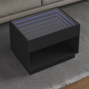 Tavolino da Salotto con LED Infinity-Tavolino da soggiorno Nero 70x50x50 cm
