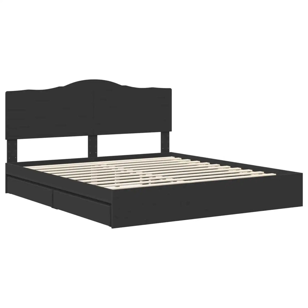 Letto con Contenitore Nero 200 x 200 cm Legno multistrato