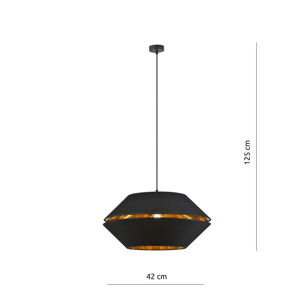 Sospensione Contemporanea 1 Luce Bellerofonte In Metallo Nero E Oro