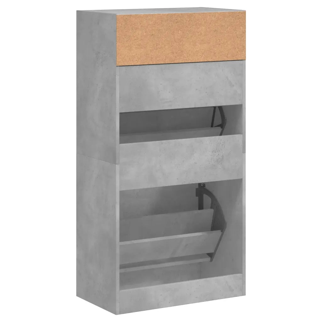 Scarpiera-Scaffale per scarpe Grigio Cemento 60x34x116 cm in Legno Multistrato
