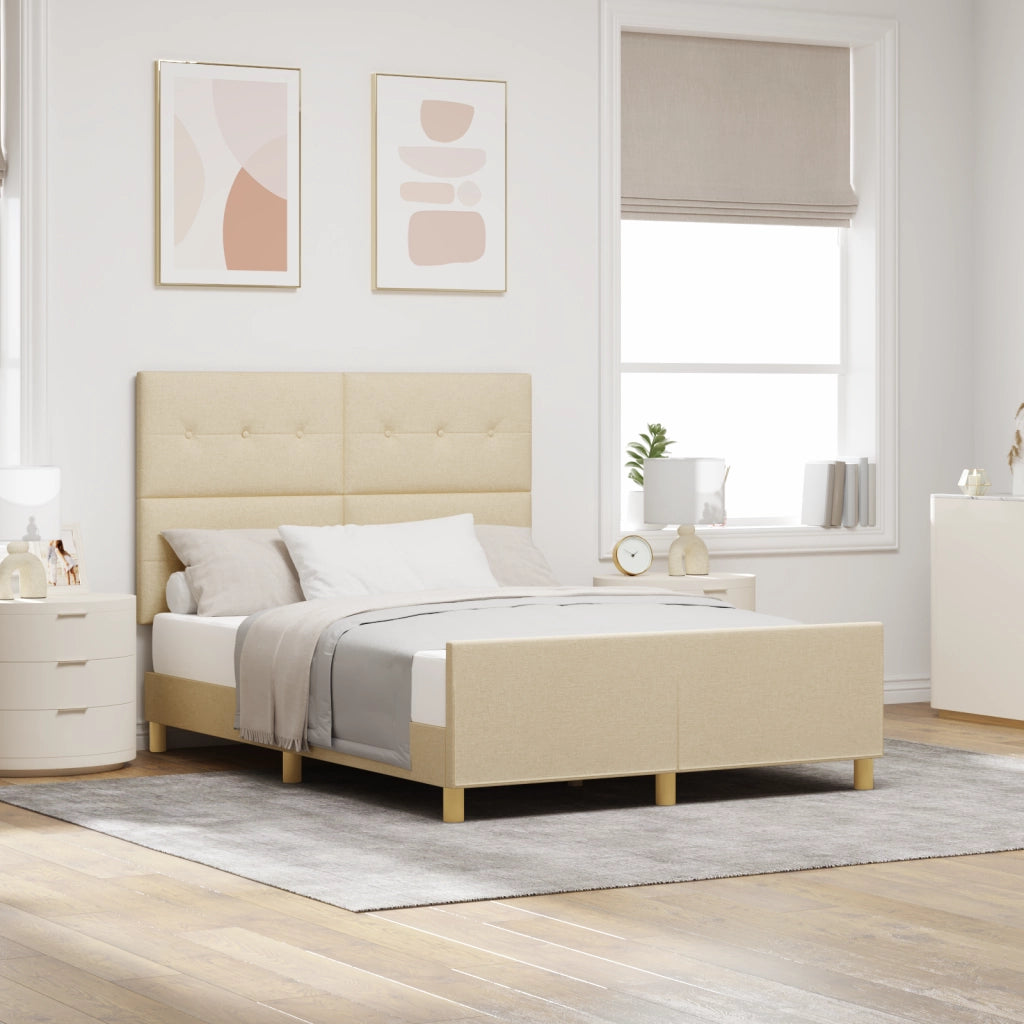 Struttura Letto Crema 140x190 cm Tessuto