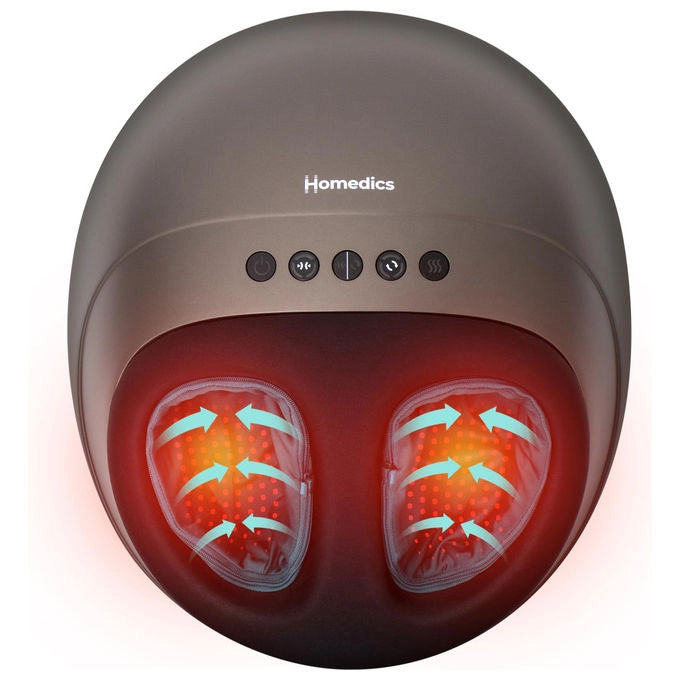 Homedics, Massaggiatore Piedi Shiatsu Air Pro, Elettrico, Compressione Aria, Calore, Bianco-Grigio