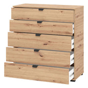 Mainarda, Cassettiera 5 Cassetti, 90x40x95h cm Marrone Rovere Nodi