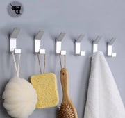 Sostegni per asciugamani senza forare, 6 pezzi, griffe autoadesive per bagno, sostegni per asciugamani e roba da bagno, in alluminio, in acciaio inossidabile (argentato)