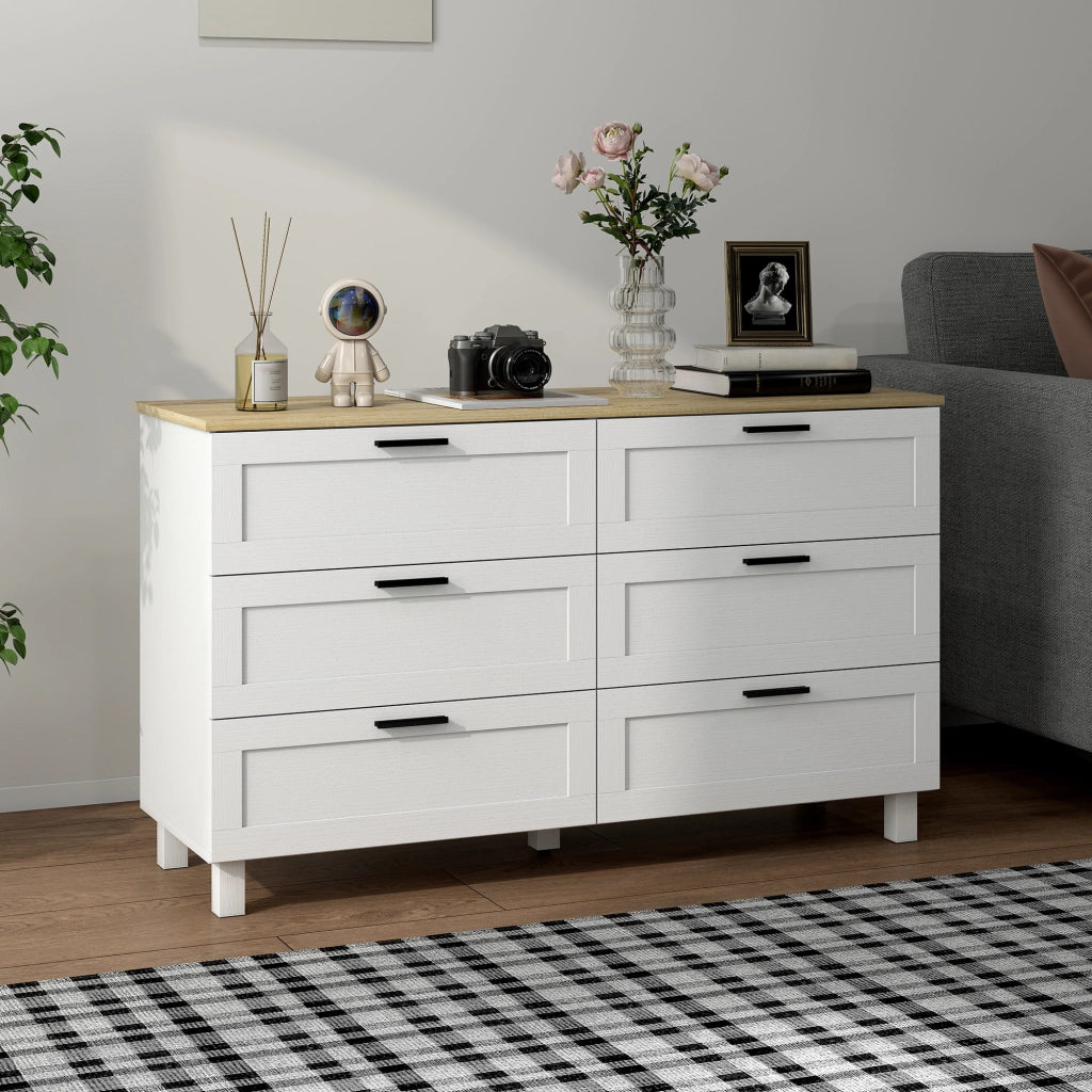 Cassettiera con 6 Cassetti ¨C zephmum ¨C Bianco Legno 120x38x71 cm