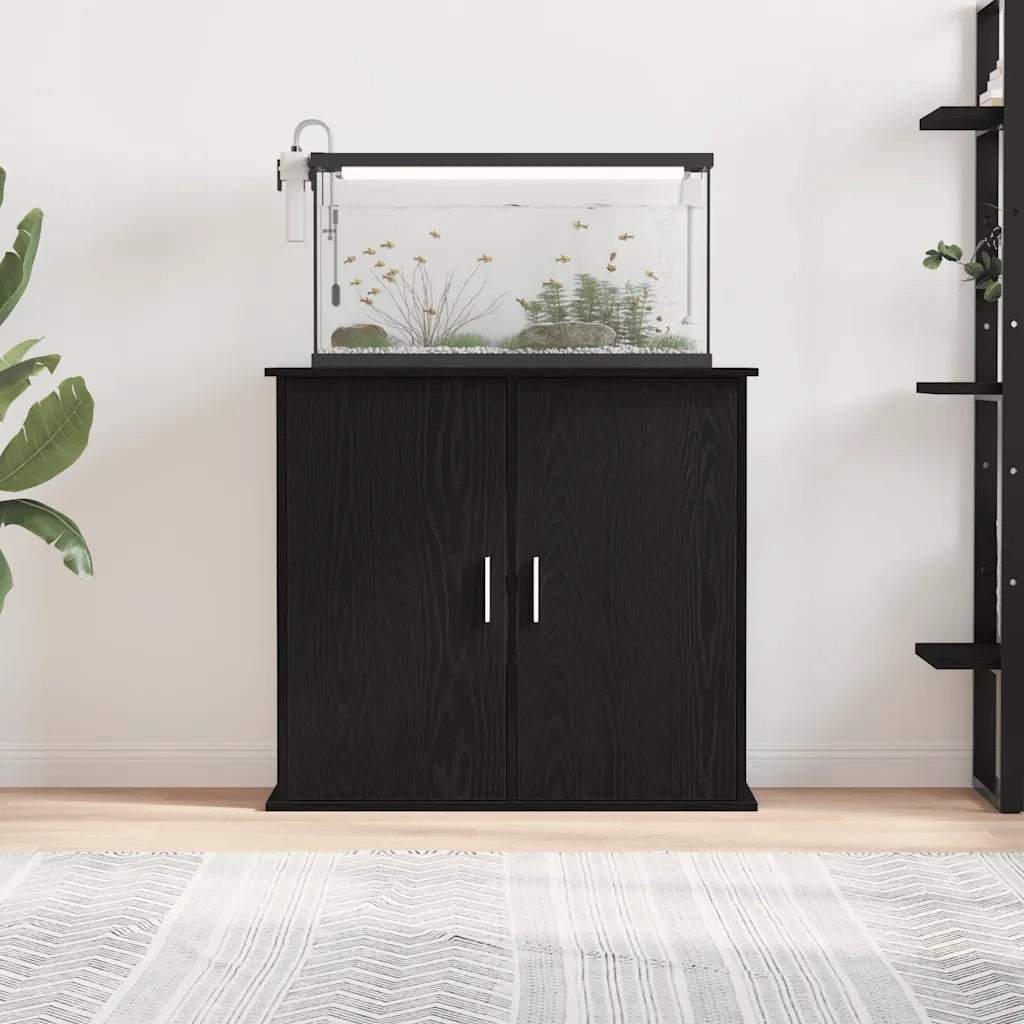 Supporto per acquario in rovere nero 81x36x73 cm in legno ingegnerizzato 862155