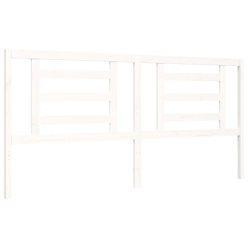 Giroletto con Testiera Bianco 200x200 cm in Legno Massello 3194722