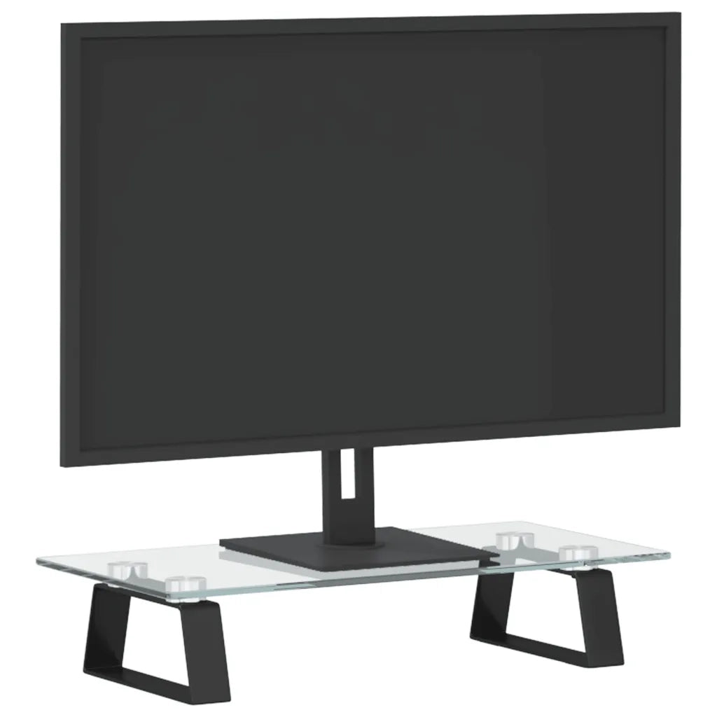 Supporto per Monitor Nero 40x20x8cm Vetro Temperato e Metallo 374223