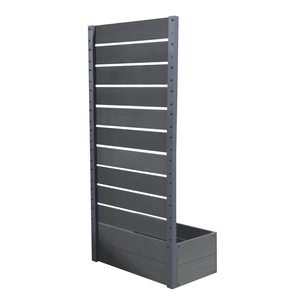 Fioriera in legno composito Heerde con schermo per la privacy 150 x 72 x 38 cm grigio 03_0009494