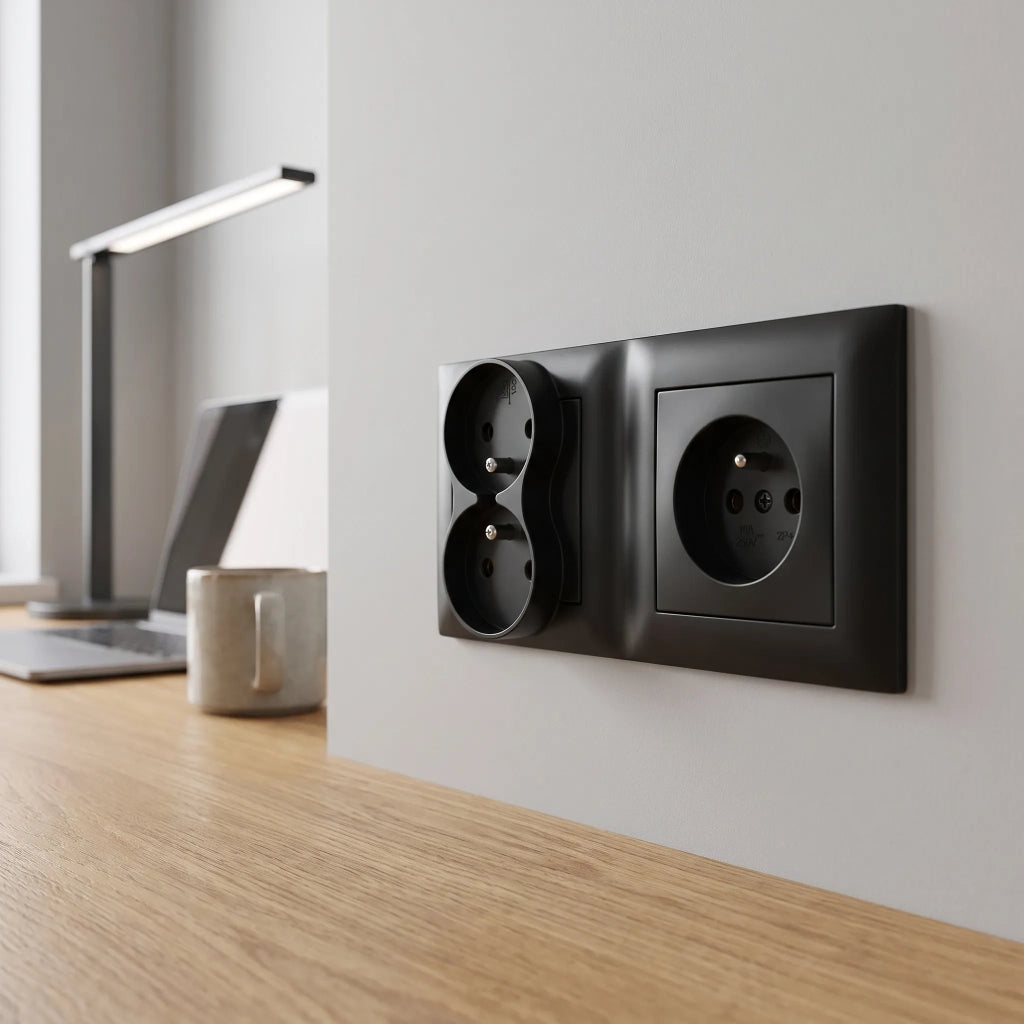 Placca Doppia Per Prese Oste Jnh014-2f Black