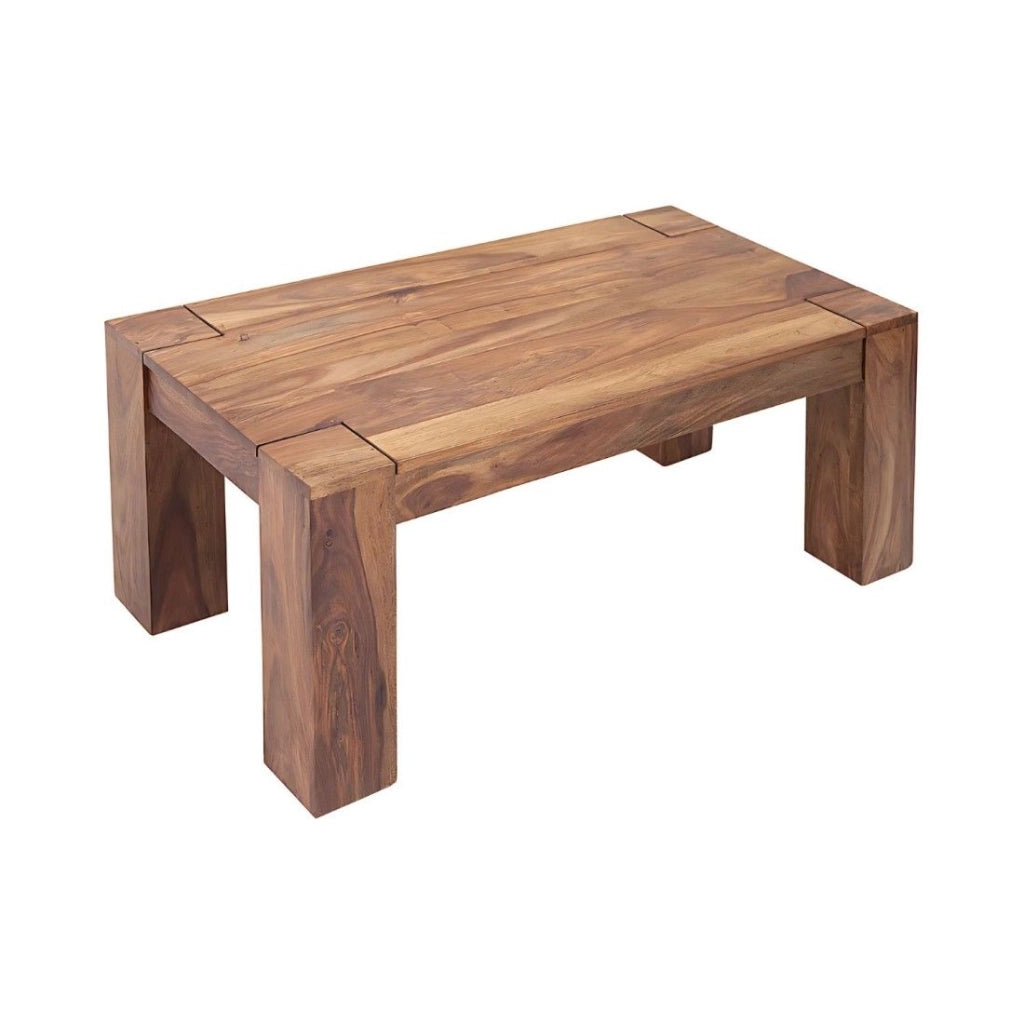 Tavolino basso ORBO rettangolare 100 cm – Tavolino basso rustico in legno massiccio di sheesham