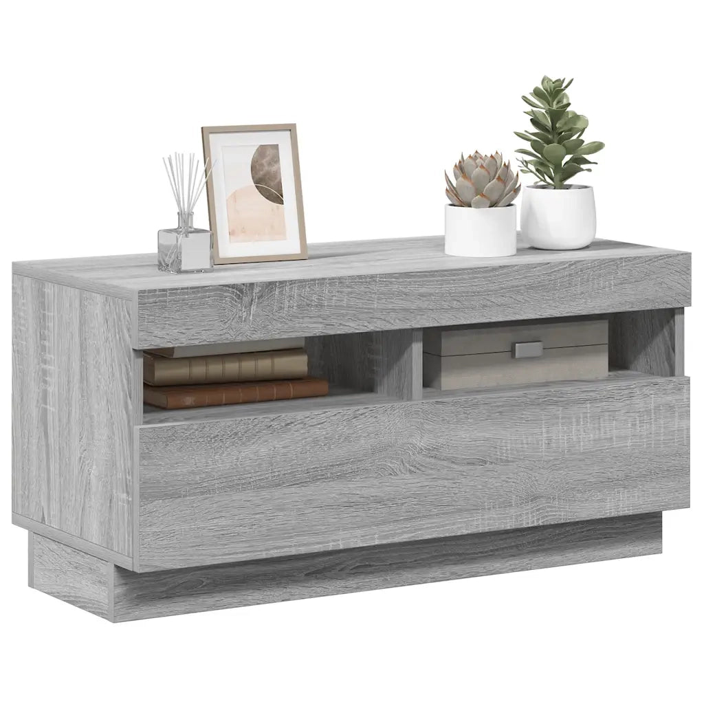 Mobile Porta TV con Luci LED Grigio Sonoma 80x35x40 cm 815724