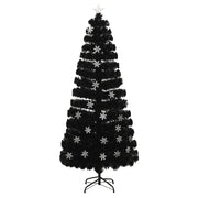Albero Natale con Fiocchi di Neve a LED-Luci decorative natalizie Nero 180cm Fibra Ottica