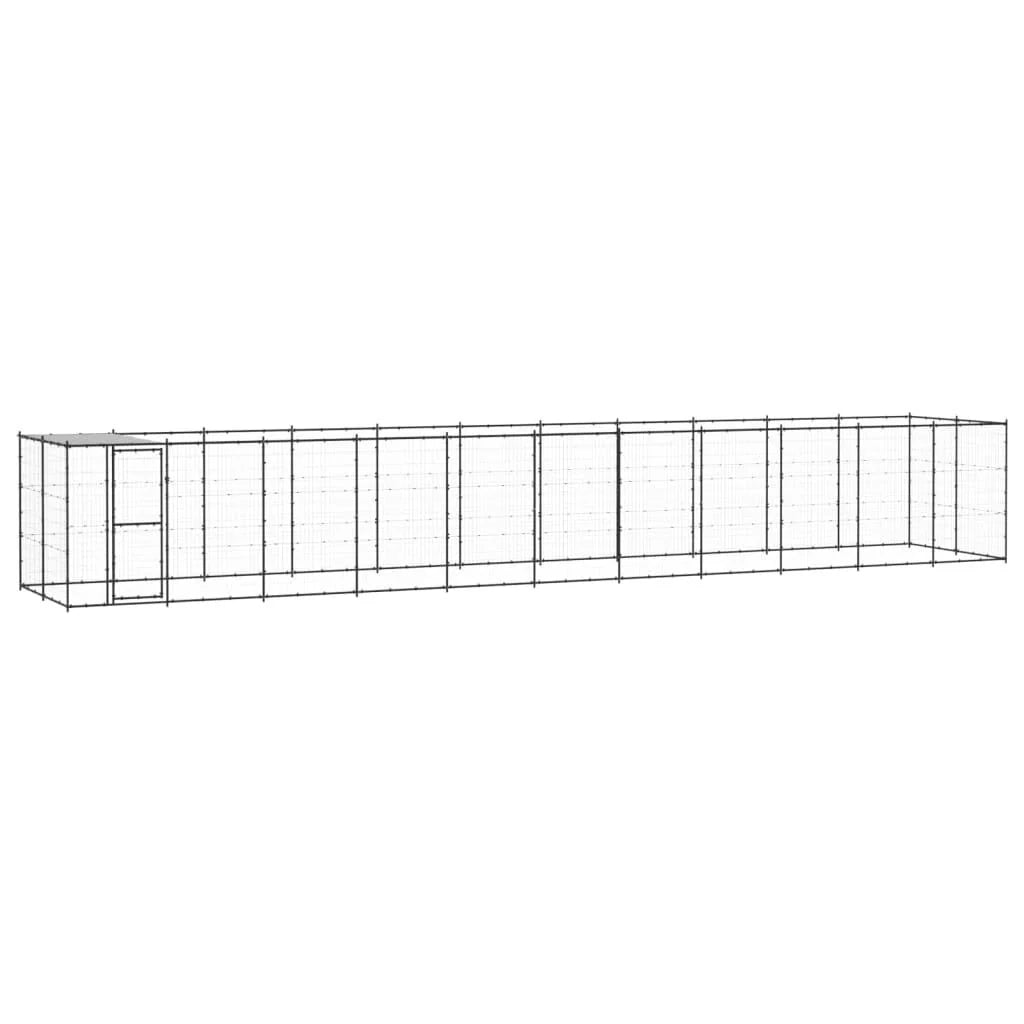 Recinto per animali da esterno per cani in acciaio con tetto 26,62 m² 02_0000399