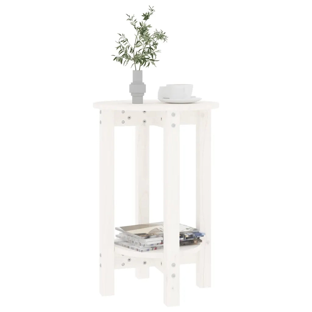 Tavolino da Salotto Bianco Ã˜ 40x60 cm in Legno Massello di Pino cod mxl 20067