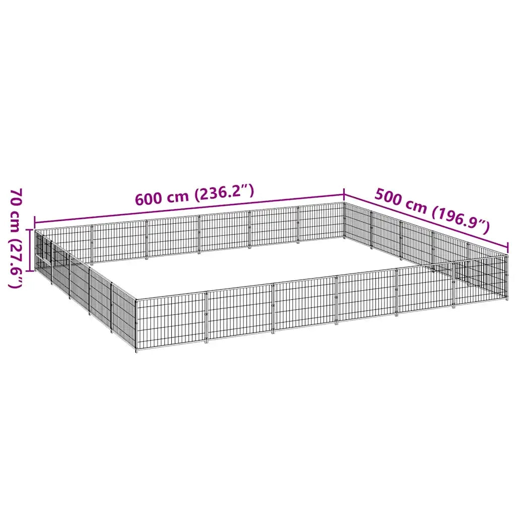 Gabbia per Cani Nera 30 m² in Acciaio 3082158