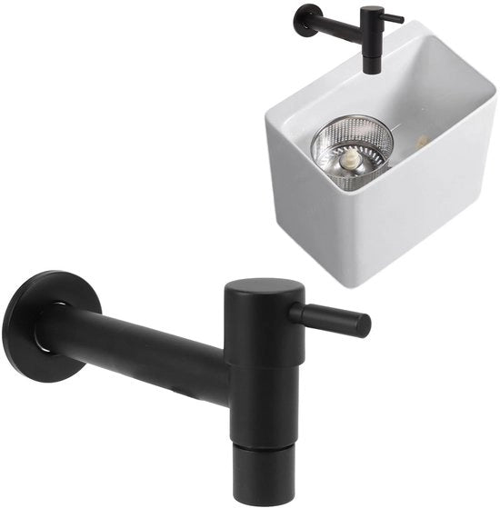 Wastafellok Zoccolato - Unico Rubinetto Acqua Fredda - Montaggio a Parete - G1/2 Boccoletta - 304 Acciaio Inossidabile - Resistente agli Urto - Rubinetto Esterno