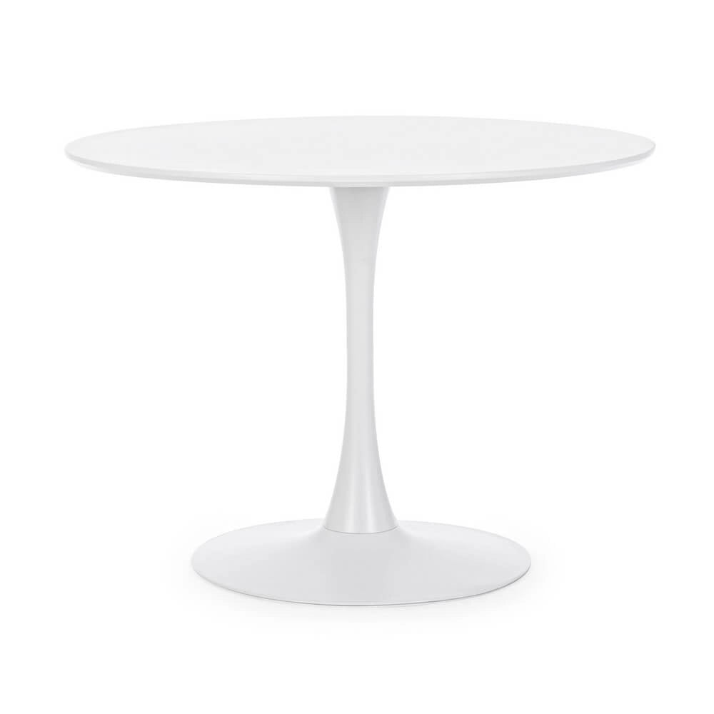 Tavolo rotondo bianco con base a tulipano in acciaio 100 cm - CLEO