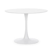 Tavolo rotondo bianco con base a tulipano in acciaio 100 cm - CLEO