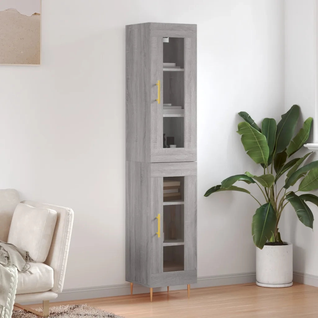 Credenza | Madia | Buffet da pranzo | Armadio da pranzo Grigio Sonoma 34,5x34x180 cm in Legno Multistrato