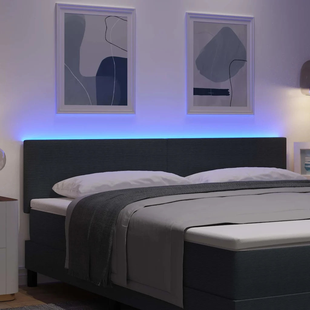 Testiera | Testata LED con Testiera | Testata Grigio scuro 180 cm Tessuto in Cords