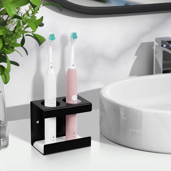 Organizzatore da bagno per spazzola da denti e crema dentifricia, houder per spazzola da denti e crema dentifricia, organizzatore per bagno con 2 fori, nero