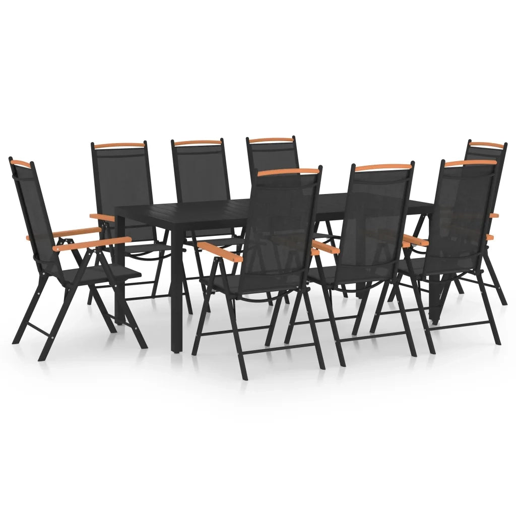 Set Mobili da Pranzo da Giardino 9 pz in Alluminio Nero cod mxl 45888
