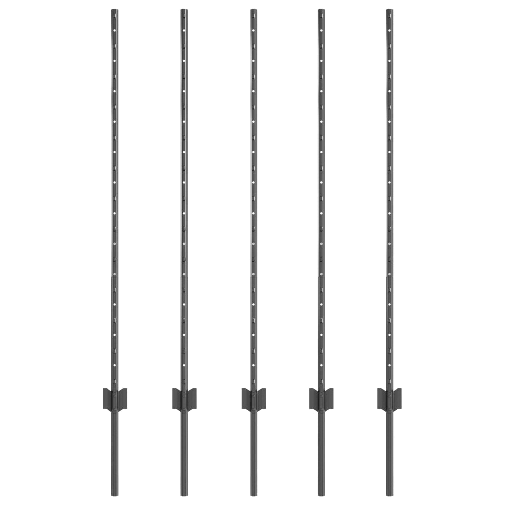 Pali di Recinzione 10 pcs U-Channel Grigio 120 cm Acciaio