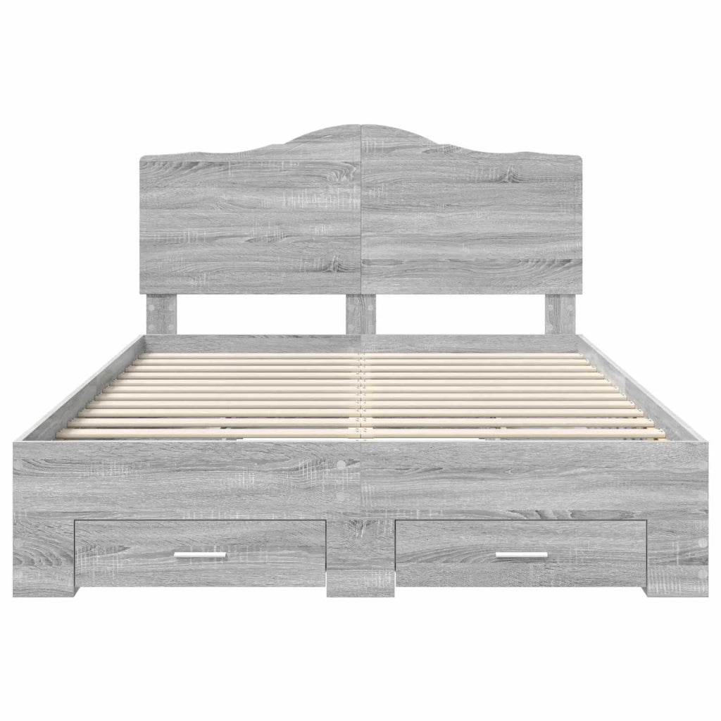 Struttura del letto con testiera Grigio Sonoma 140 x 190 cm