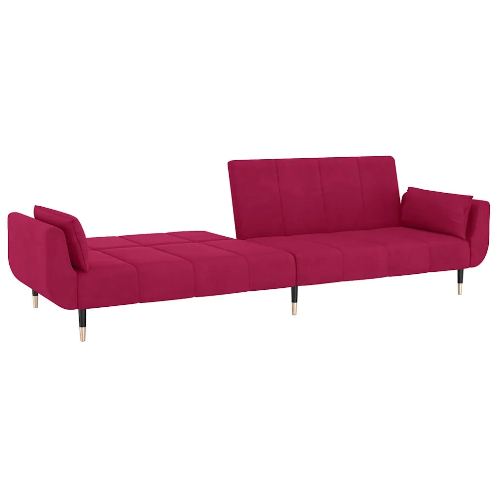 Divano Letto a 2 Posti con 2 Cuscini Rosso Vino in Velluto cod mxl 5733