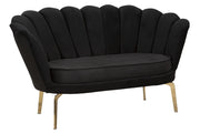 Divano in tessuto nero e metallo dorato 136x76x78cm Vienna Plus