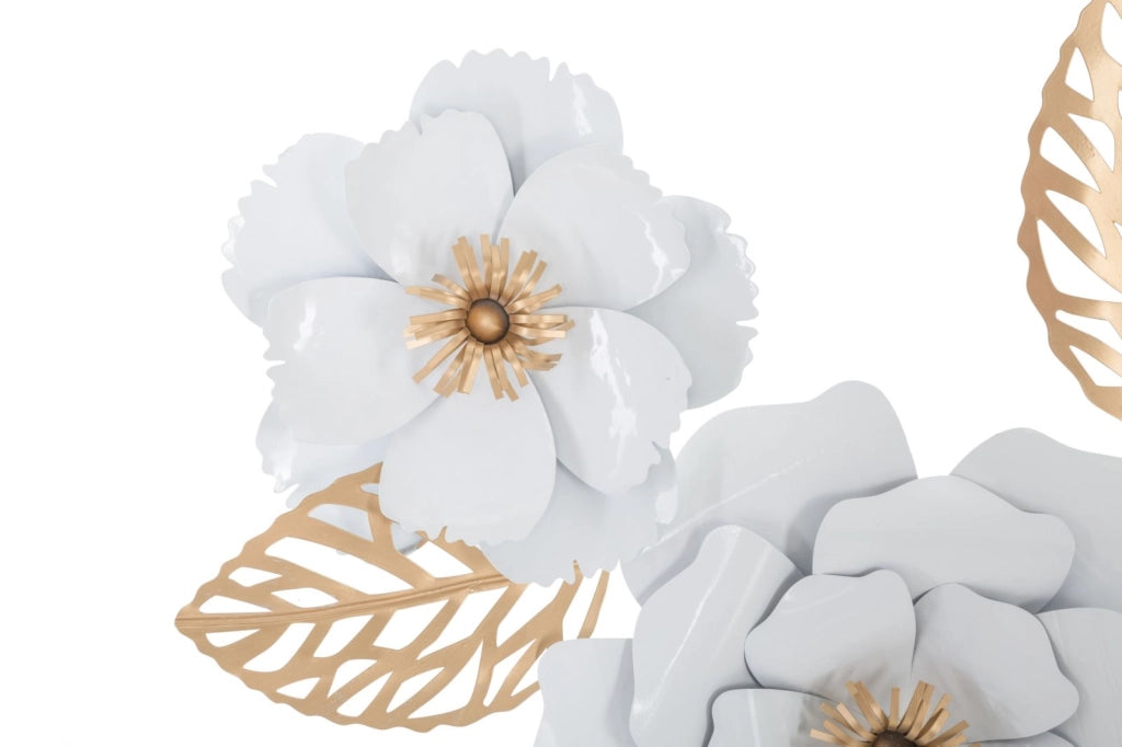 Pannello da Muro Bianco Decor 158x9x60 cm in Ferro Bianco e Oro