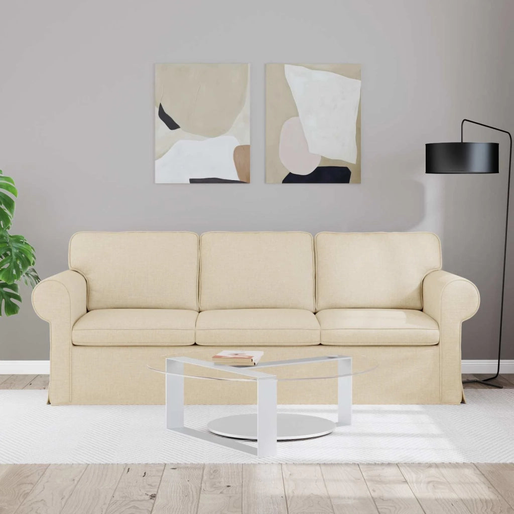 Divano Crema 215 x 82 x 80 cm Tessuto